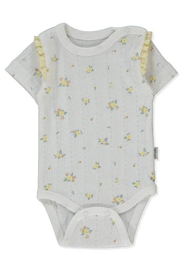 Детское боди с коротким рукавом с принтом ajurlu short sleeved bodysuit with moon print (bloom) Bebetto, Yellow
