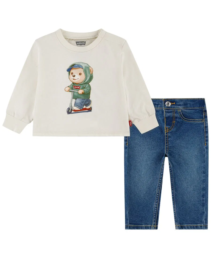 Комплект из лонгслива с длинным рукавом и джинсов, с графическим принтом Levi's Levi's Egret/Blue