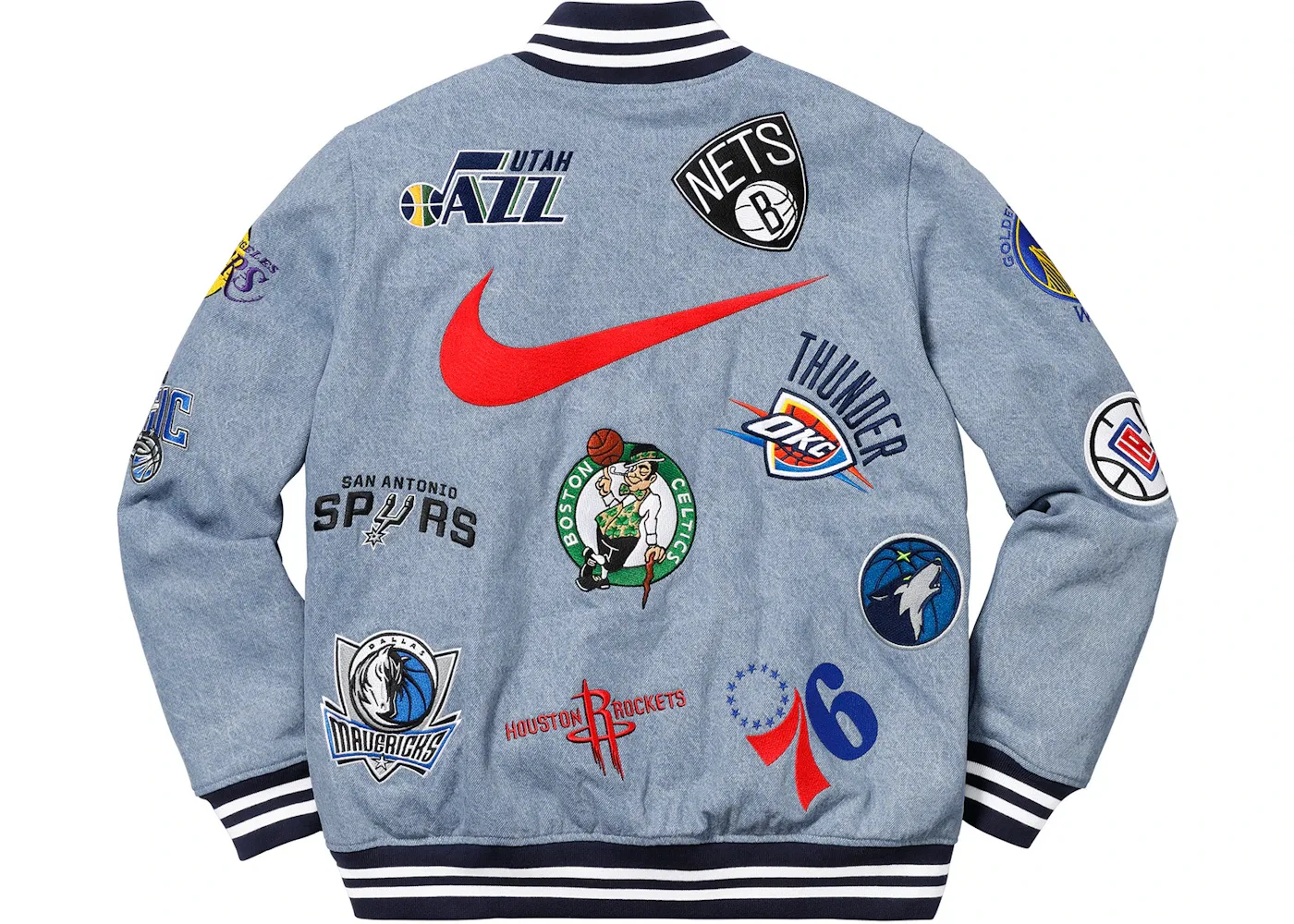 Мужская джинсовая куртка Supreme Nike/NBA Teams Warm-Up Jacket Supreme, Denim — фото 3