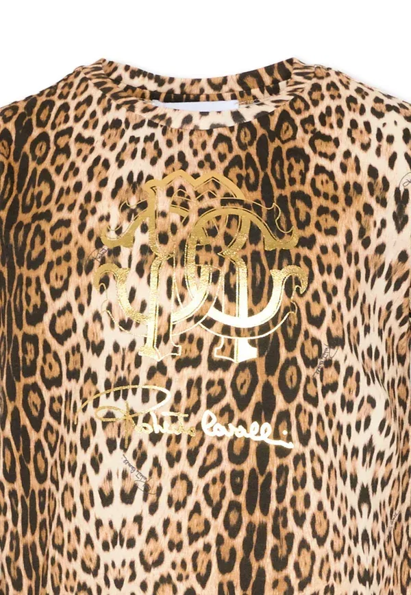 Футболка с принтом животного Roberto Cavalli Junior Коричневый — фото 3