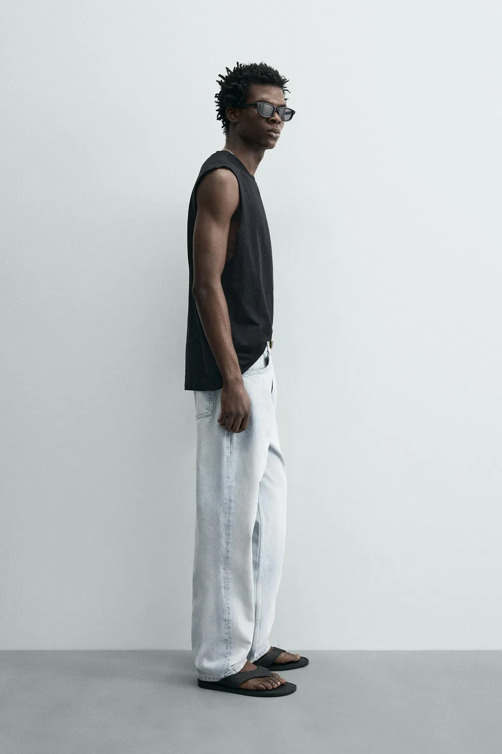 Легкая майка свободного кроя ZARA, Black — фото 4