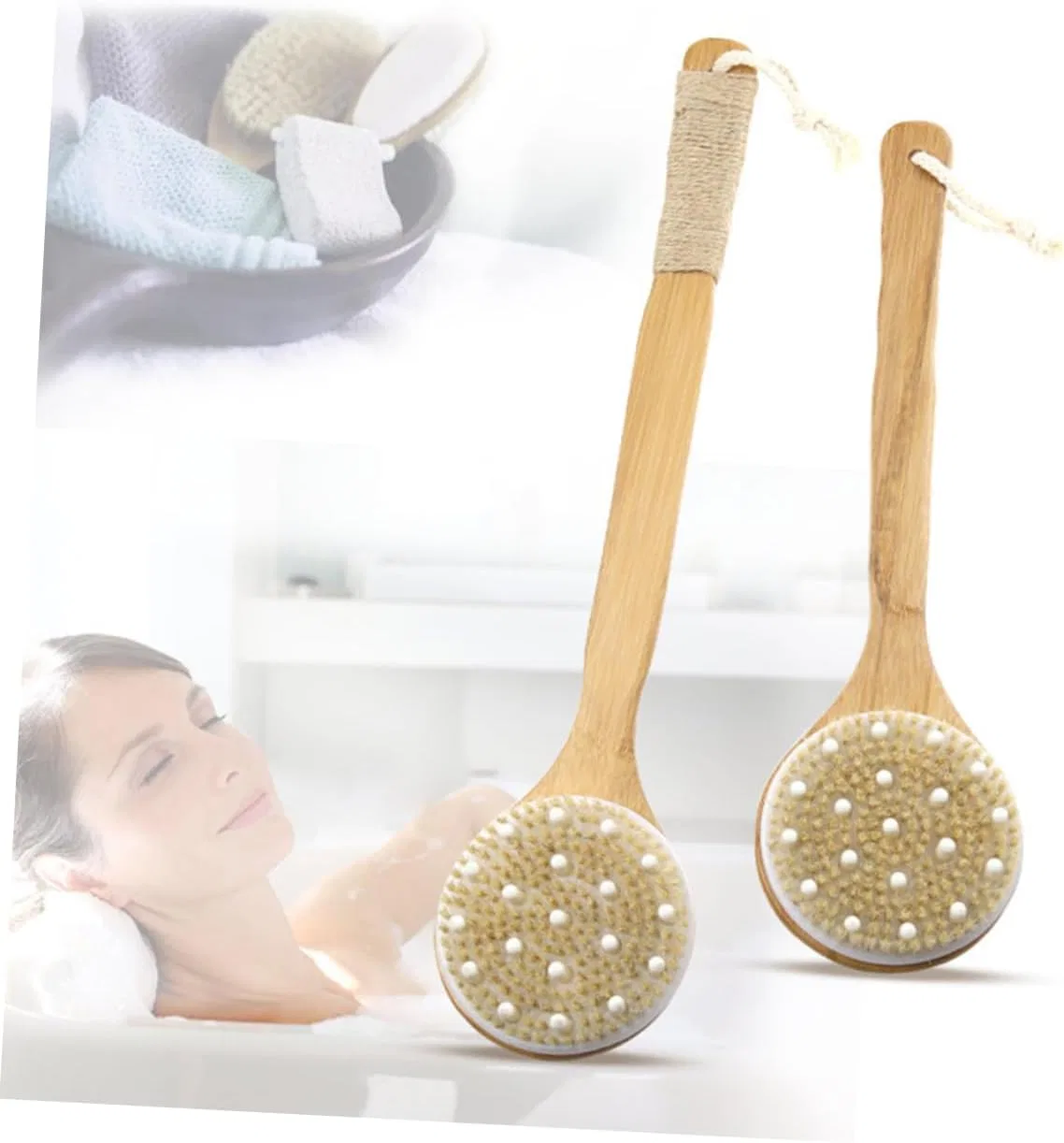 Щетка для тела Bamboo Shower Brush, NIYANGLE, 1 шт, 40x11x3.4 см, Khaki — фото 2