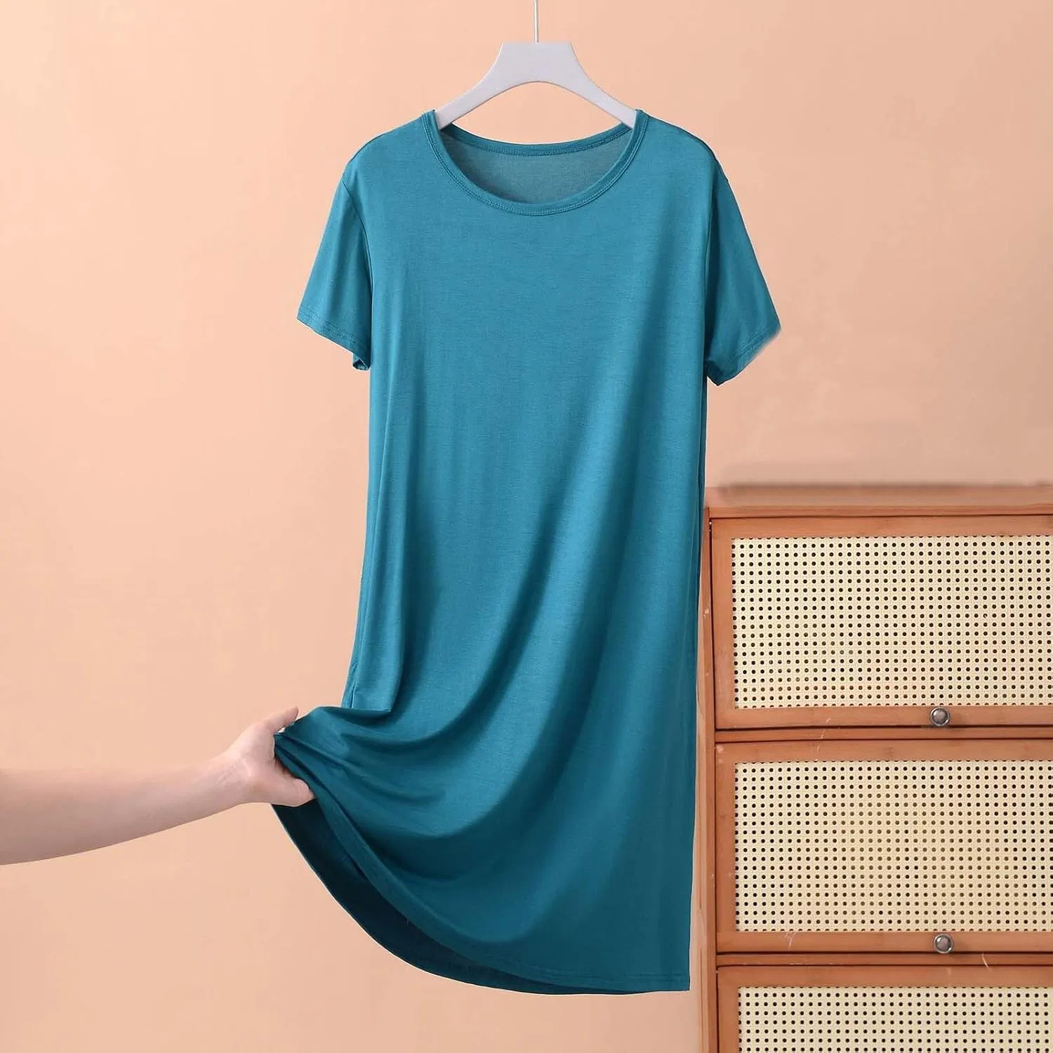 Женское летнее платье миди свободного кроя Tshirt Dress, Green — фото 3