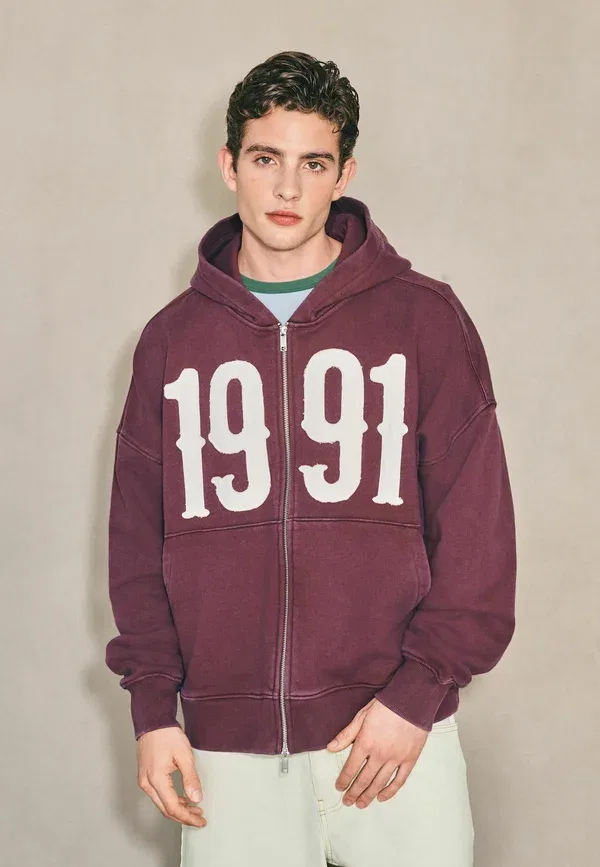 Худи на молнии с принтом Regular fit - edit graphic zip through hoodie Next, Berry Red, красный
