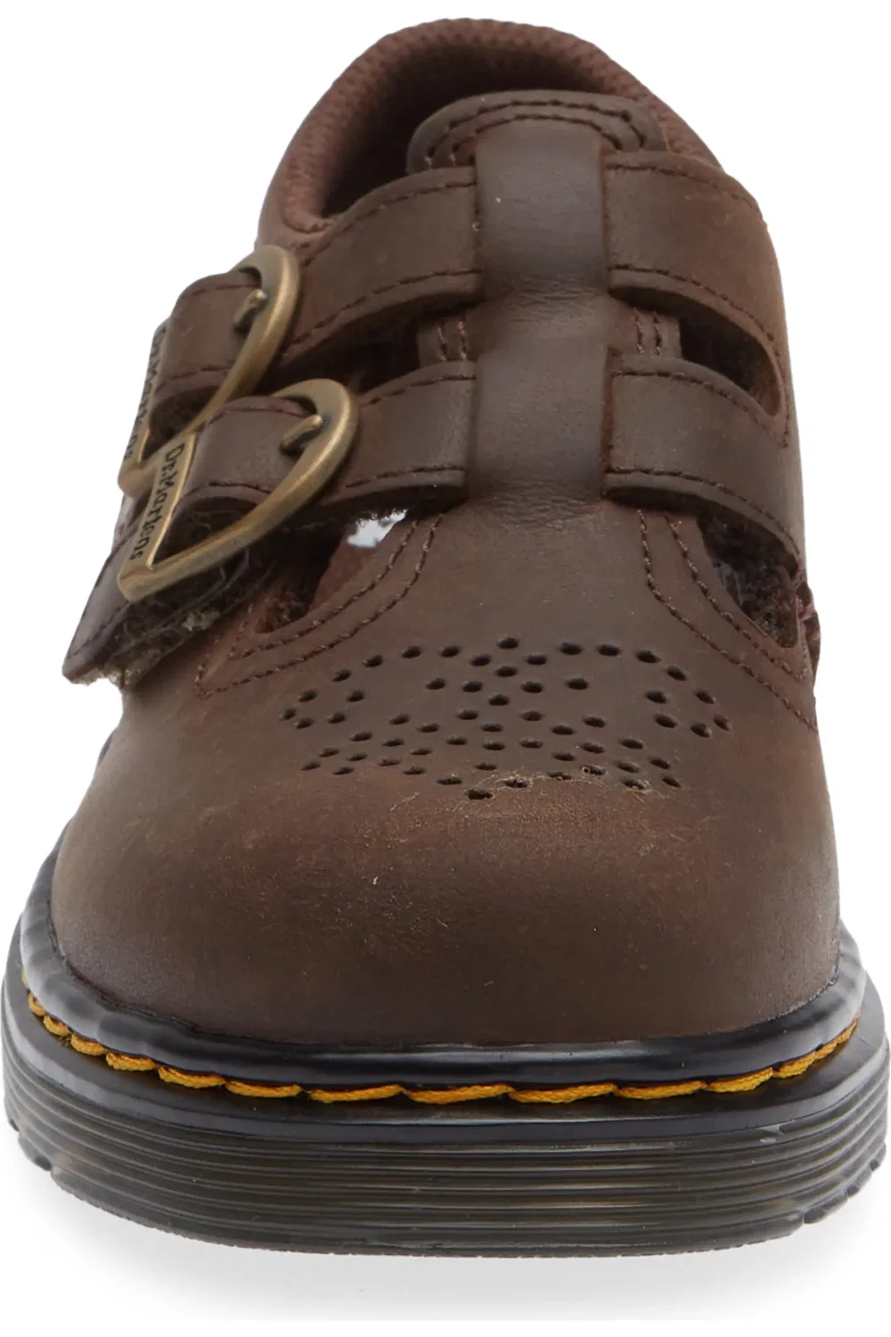 Детские туфли Dr. Martens 8065 Мэри Джейн, перфорированный верх, темно-коричневый — фото 4