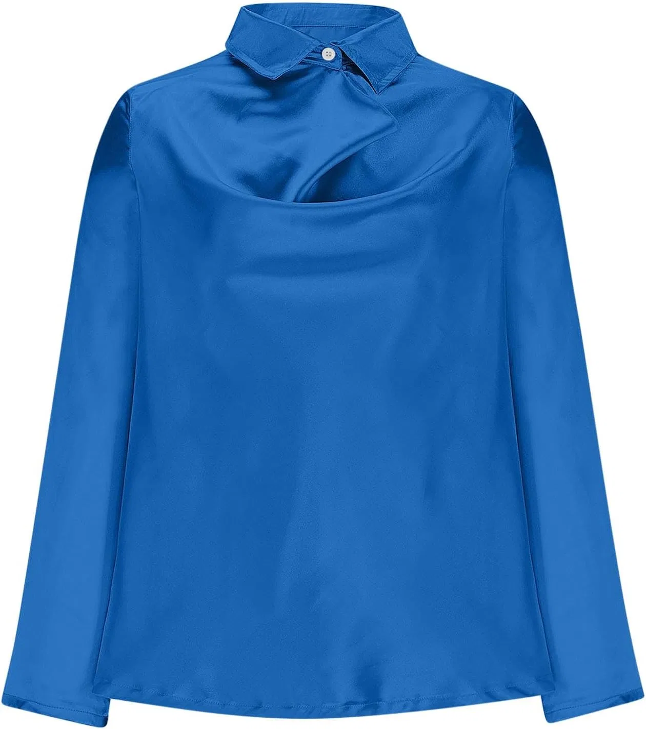 Мужская рубашка с лацканом сатиновая Casual, Blue — фото 4