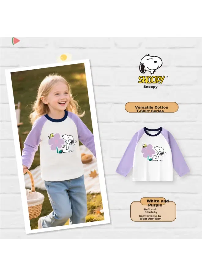 Лонгслив детский с принтом Snoopy, фиолетовый