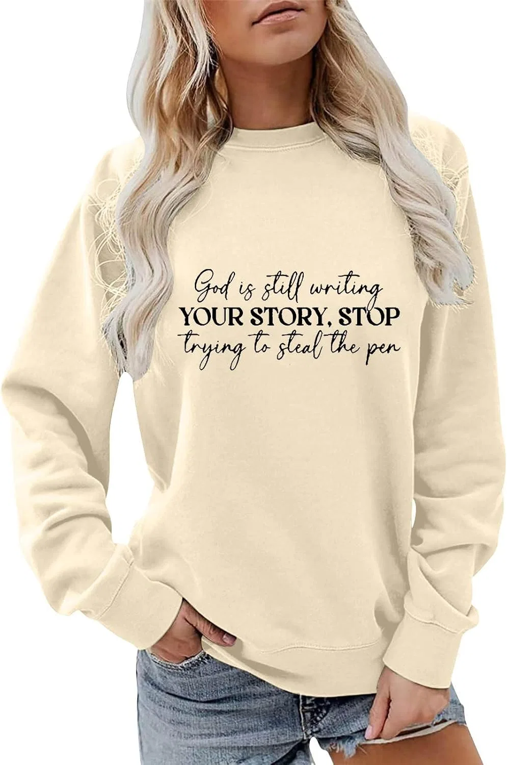 Женский свитшот с принтом God Is Still Writing Your Story, бежевый