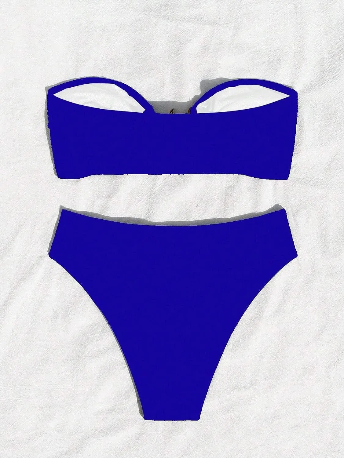 Женский бикини-сет с высокой талией бандо, Royal Blue — фото 4