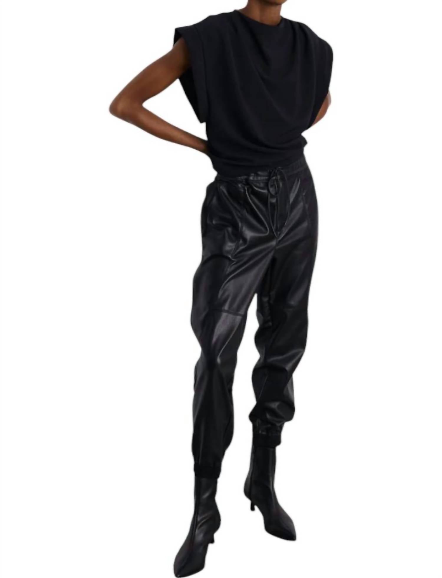 

Джоггеры Cabo из искусственной кожи черного цвета MELISSA NEPTON