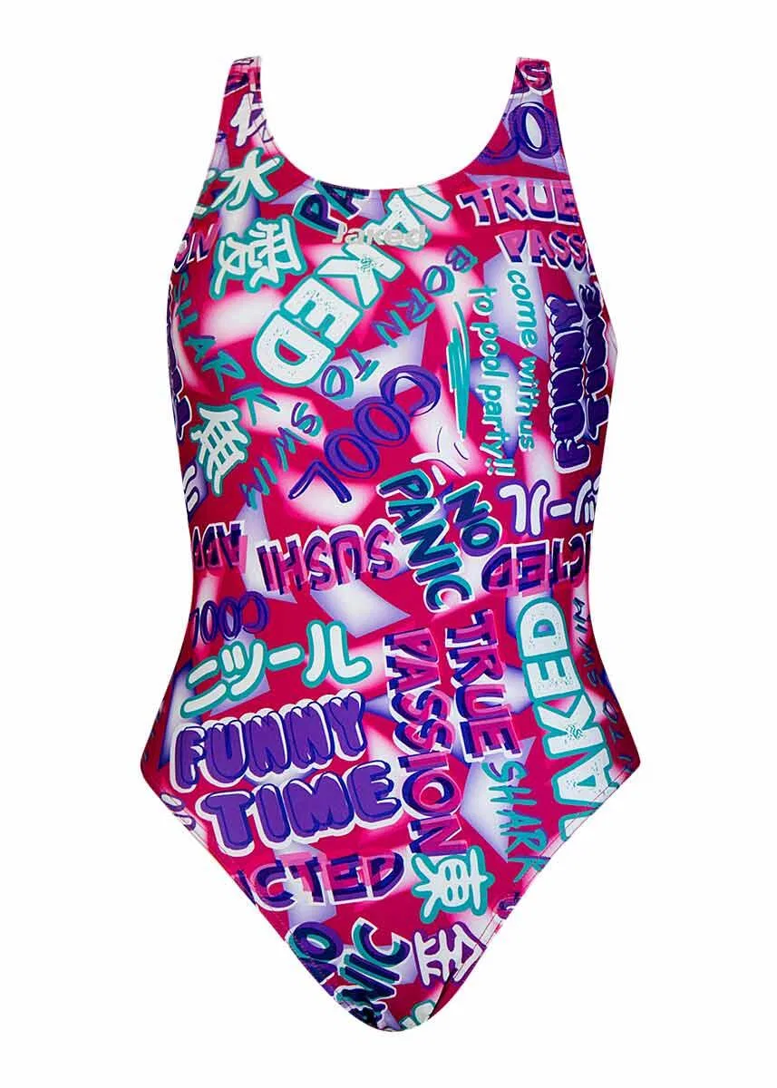 Детский цельный купальник для девочек Manga Jaked, Rosa Fluoreszierendes Magenta — фото 2