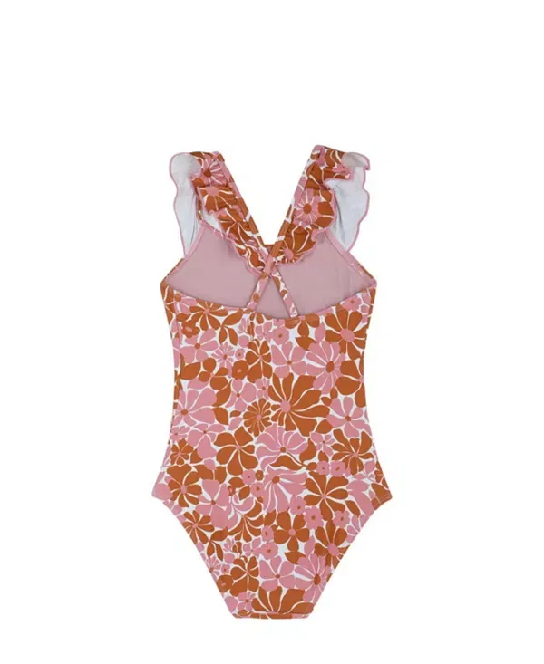 Детский купальник для девочек с квадратным вырезом и рюшами Summer Memories Gottex Kids, Pink/Brown — фото 2