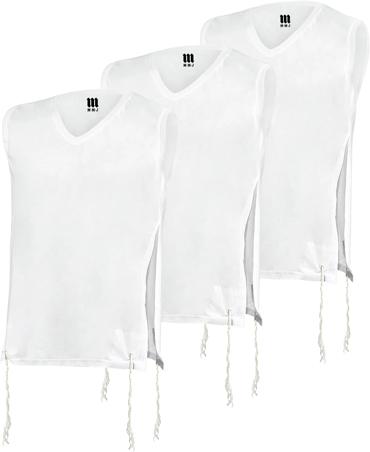 Мужская футболка с V-образным вырезом, 100% хлопок, Tallit Katan, белый