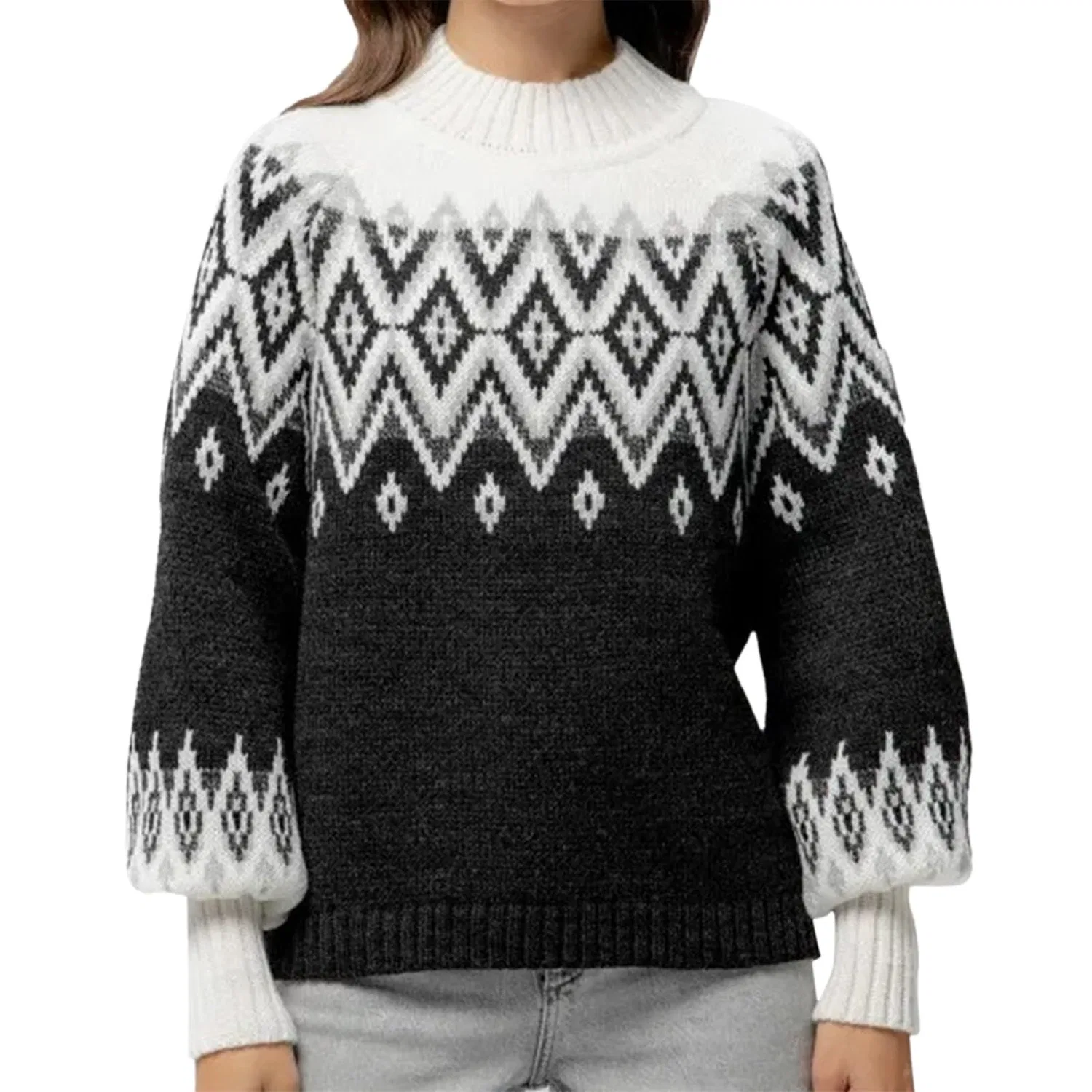 Женский свитер свободного кроя с принтом Icelandic Sweater, Black — фото 4