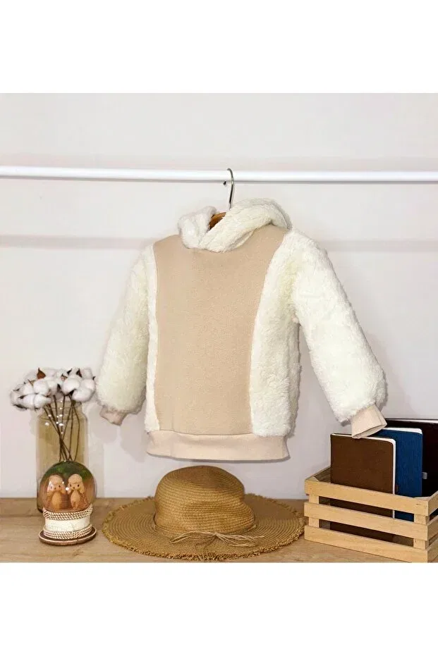Детские свитшот для девочек с капюшоном из плюша Başakça, Off White