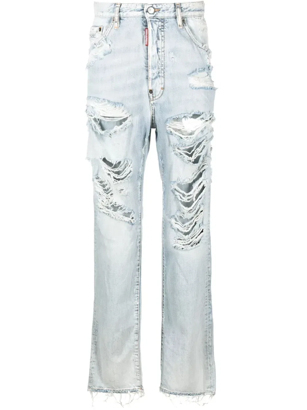 Прямые джинсы с заниженной талией и прорезями Dsquared2, синий