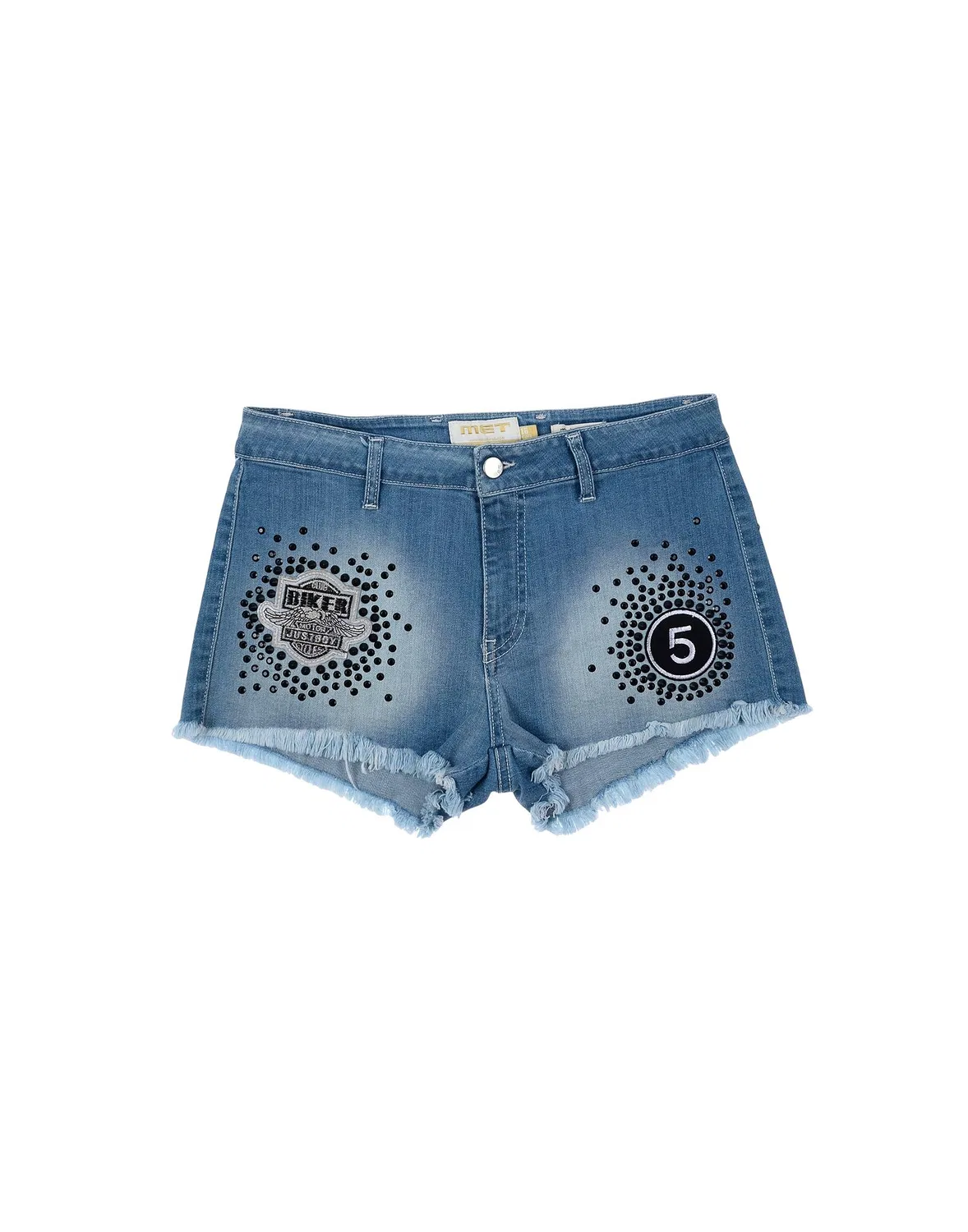 Детские джинсовые шорты для девочек с бахромой Met Jeans, синий