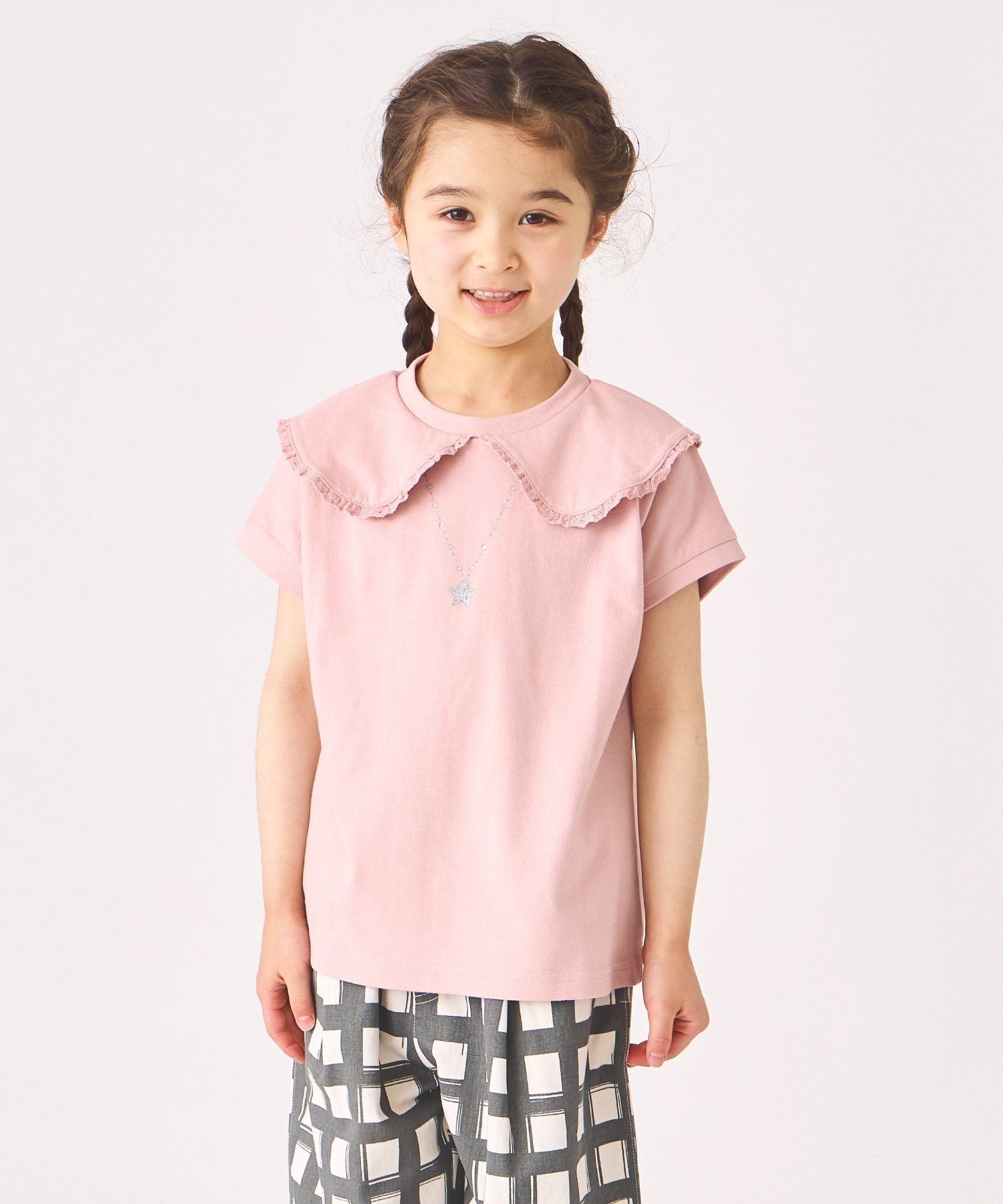 Футболка с воротником-рюшами Ever Closet, Dusty Pink