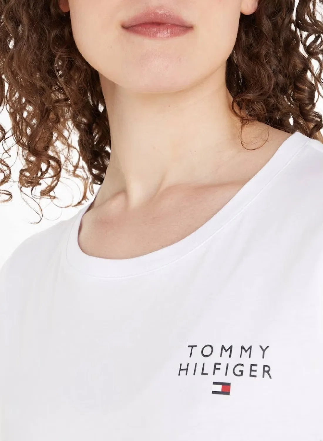 Футболка домашняя с логотипом Tommy Hilfiger, белая — фото 4