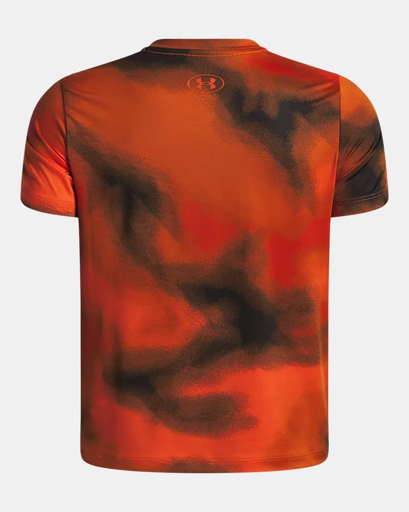 Футболка для мальчиков с коротким рукавом, быстросохнущая, UA Vanish Printed UnderArmour, Orange Base — фото 2