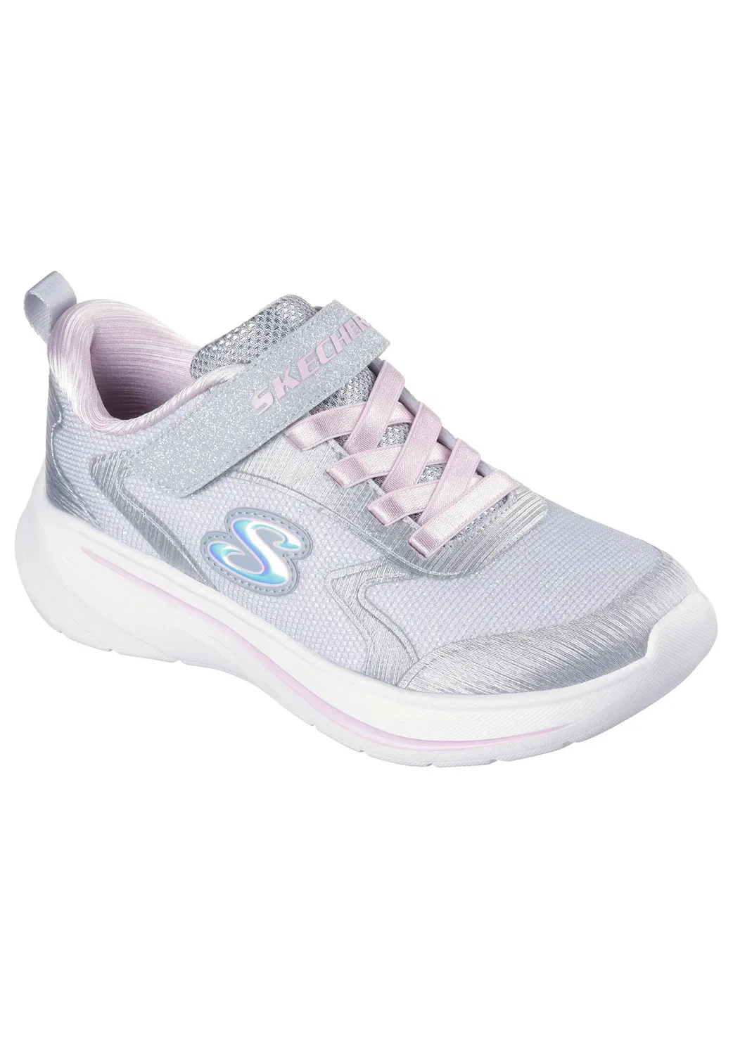 Детские кроссовки с блестящим верхом Wave 92 Skechers, Grau Blasses Korallenorange