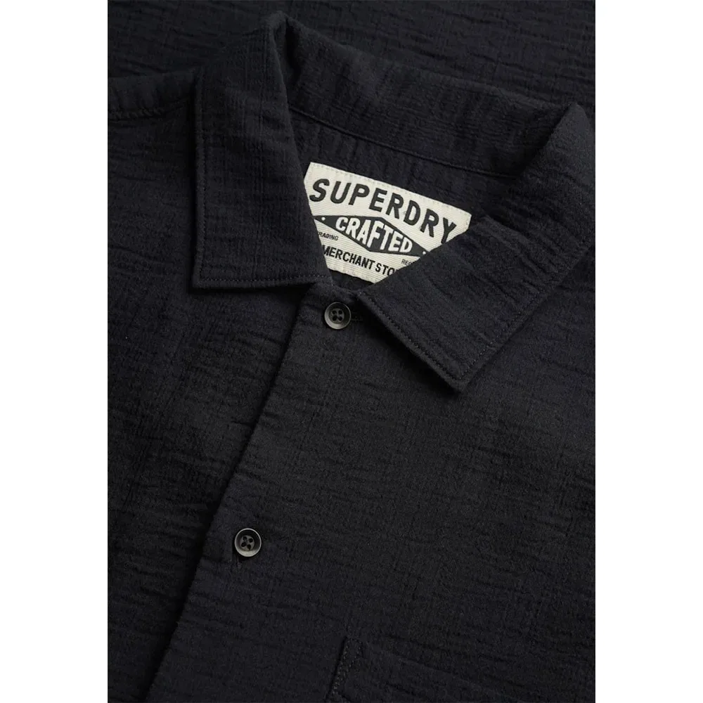 Рубашка с коротким рукавом текстурная Superdry, черный — фото 3