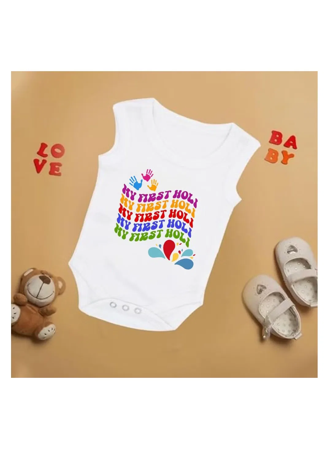 Боди-комбинезон без рукавов из хлопка Holi Festival Printshop4Me, белый — фото 2