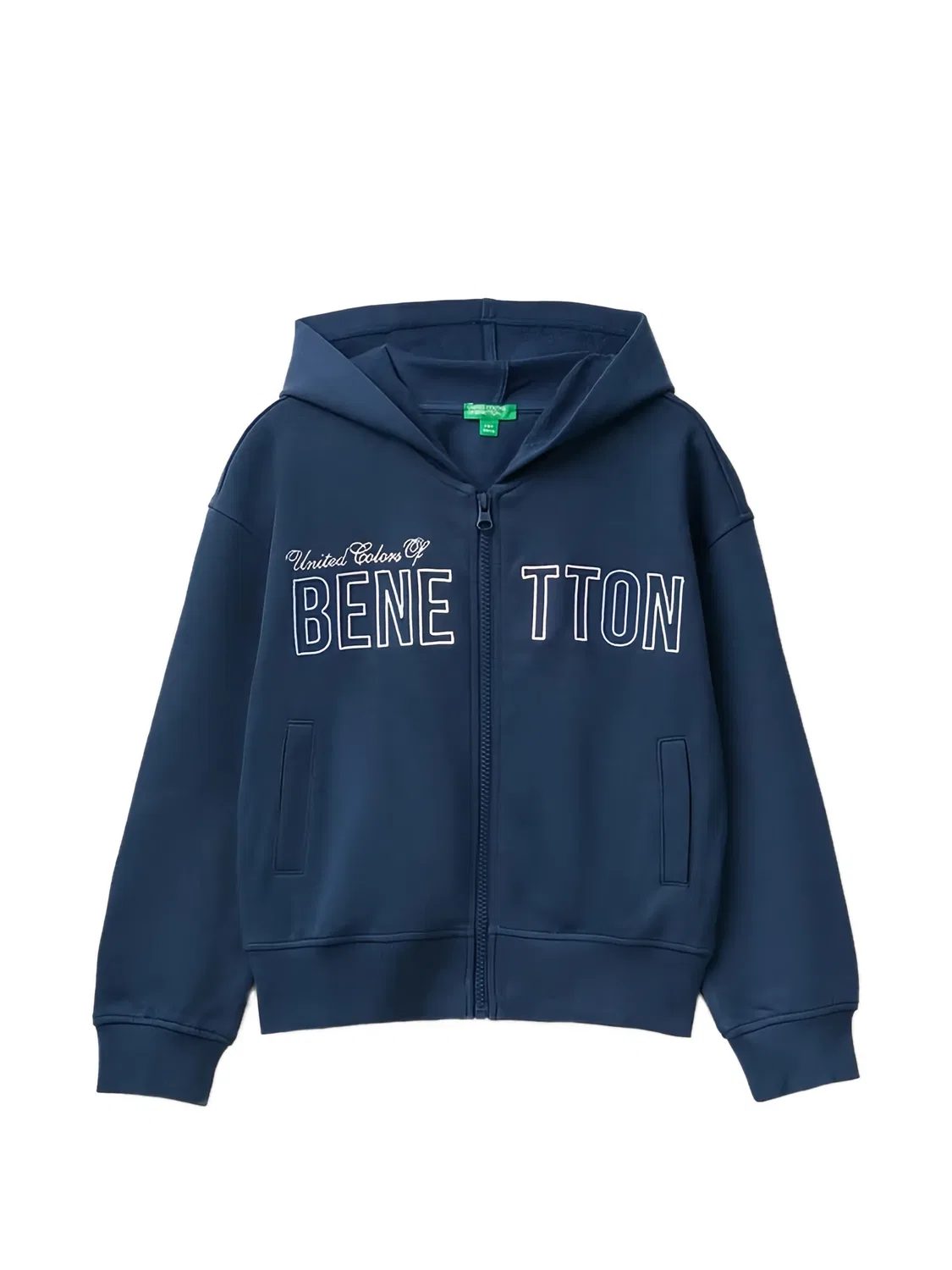 Худи на молнии с логотипом Benetton, синий
