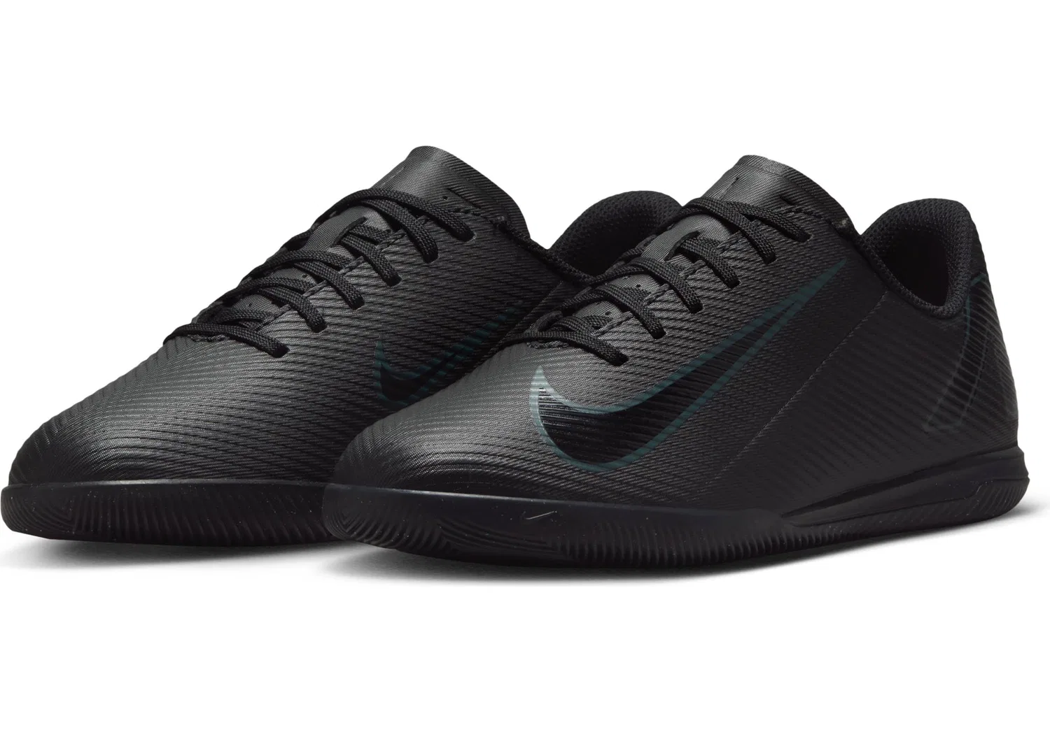Детские кроссовки для мальчиков с искусственной кожи Jr Vapor 16 Club IC NIKE, Black Black Deep Jungle — фото 2