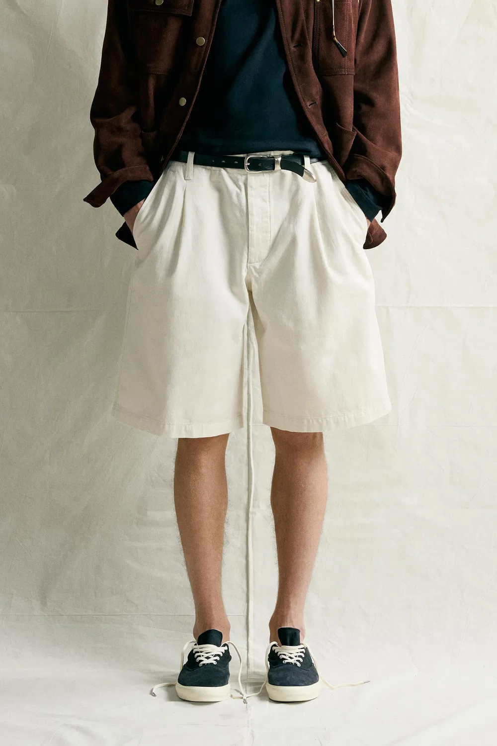 Свободные плиссированные бермудские шорты ZARA, Oyster-white — фото 2