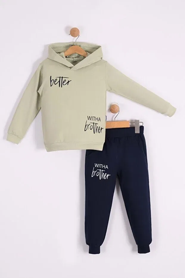 Детский спортивный костюм с принтом Printed men's hooded kids tracksuit mnk0627 Mnk Baby&Kids, Haki — фото 3