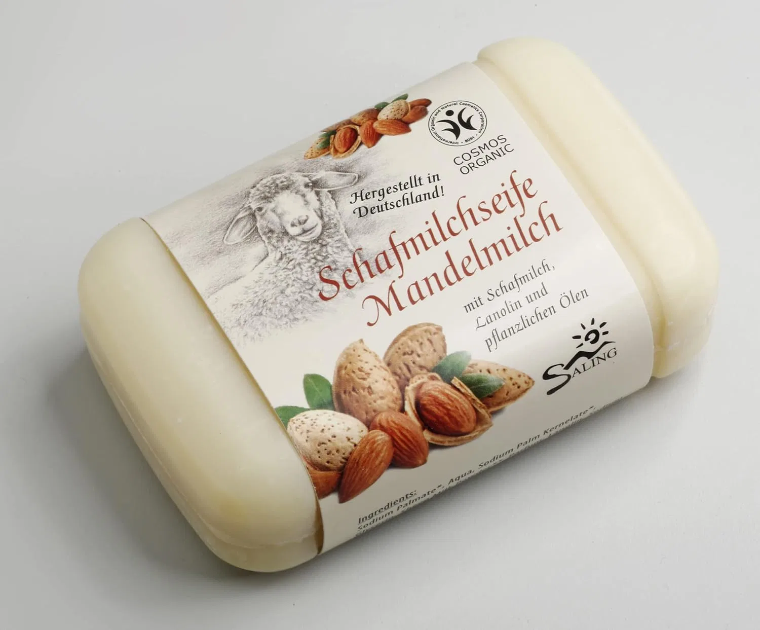 Твердое мыло с овечьим молоком и миндальным молоком, Saling, 1 грамм