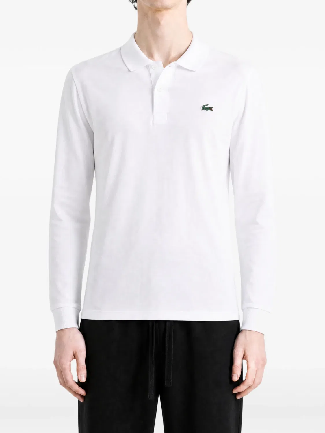 Рубашка поло с длинными рукавами и нашивкой-логотипом Lacoste, белый