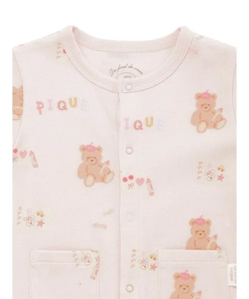 Детский боди-комбинезон с принтом Drawing Bear, gelato pique, Cream — фото 4