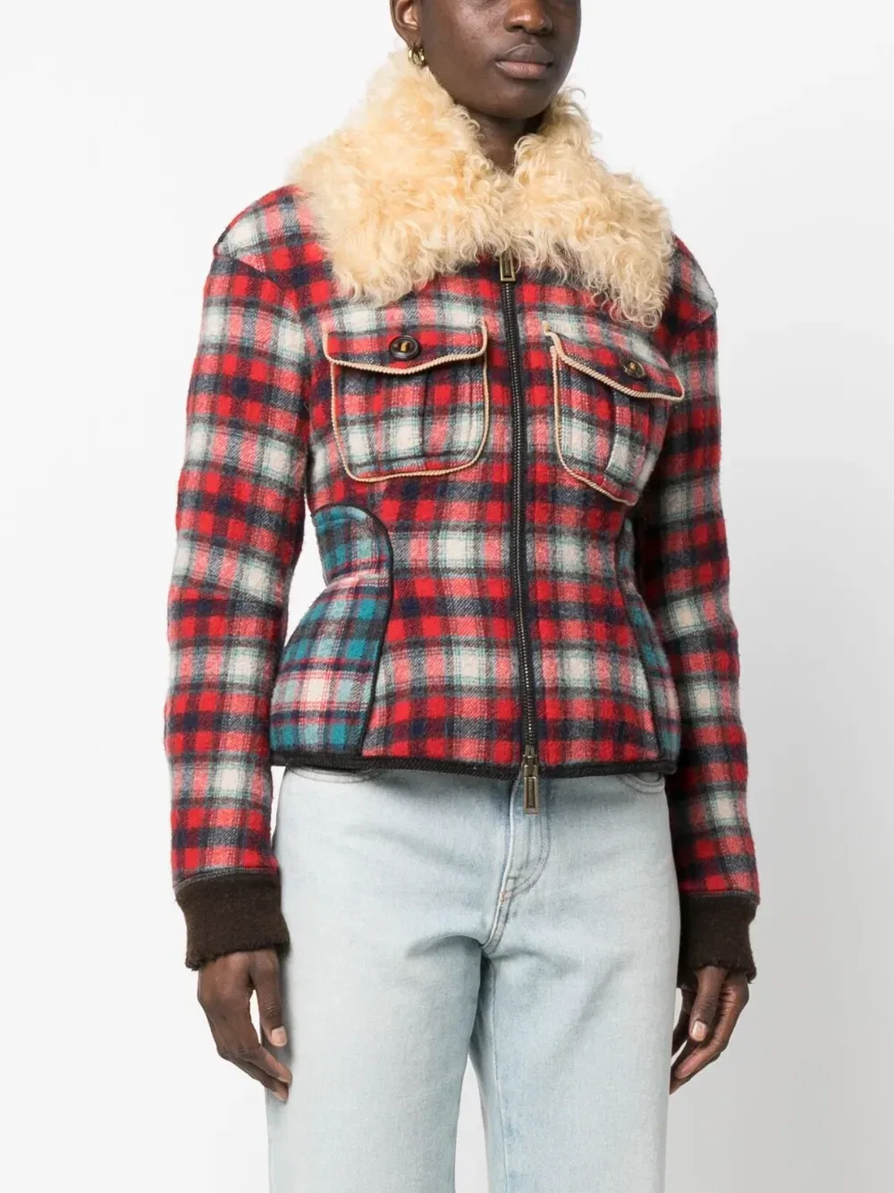 Фланелевая куртка с меховым ворником Dsquared2, красный — фото 3
