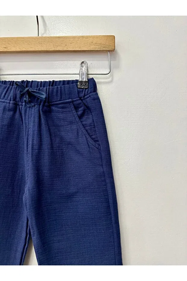 Детские брюки для девочек льняные Rois, Navy Blue — фото 3