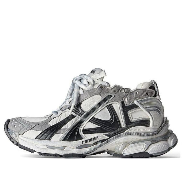 Кроссовки runner sneakers 'grey white and black nylon and suede like fabric' Balenciaga, серый