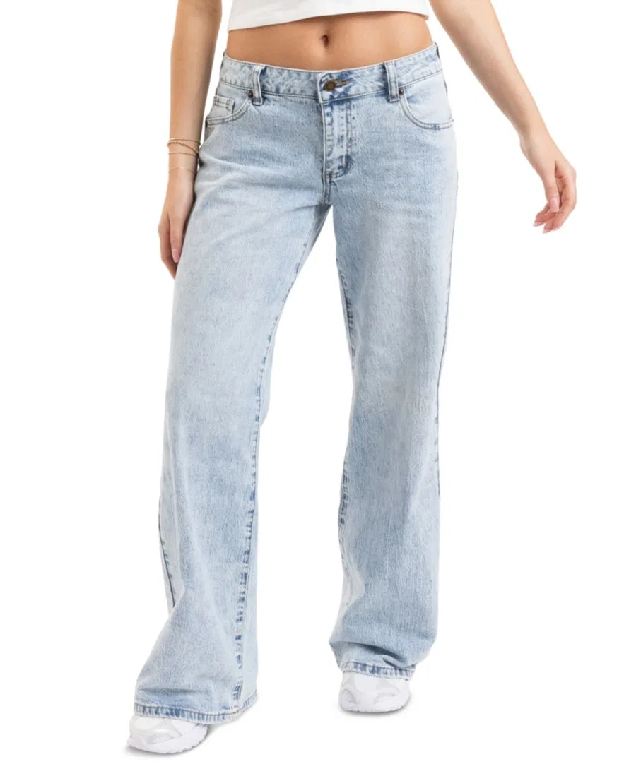 Джинсы с низкой посадкой и широкими штанинами, с эффектом потертости EM+CASS, Light Wash