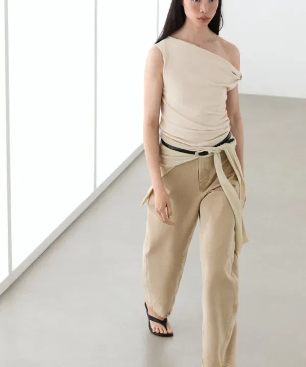Футболка с асимметричным спущенным плечом, Massimo Dutti — фото 3