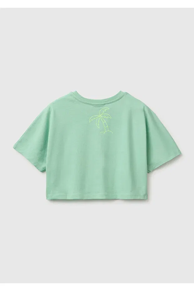 Детская футболка для девочек с принтом Lilo & Stitch United Colors Of Benetton, Green — фото 2