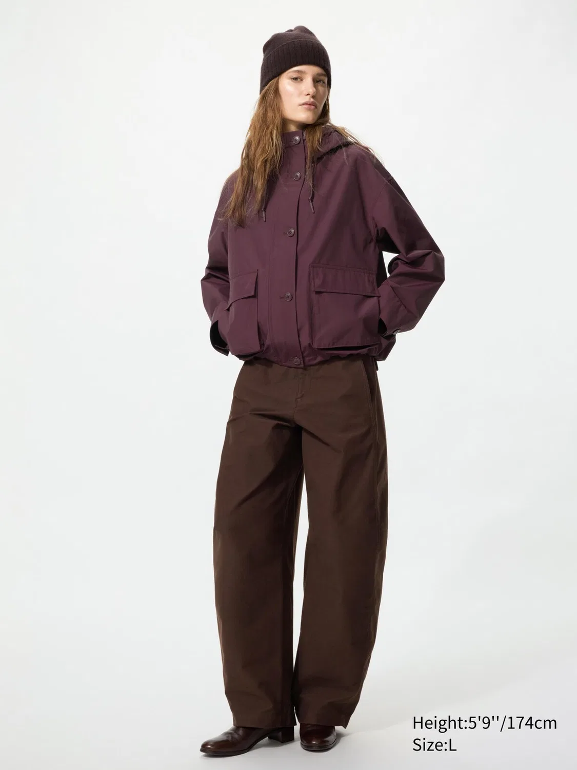 Парка Uniqlo, повседневная, бордового цвета — фото 2