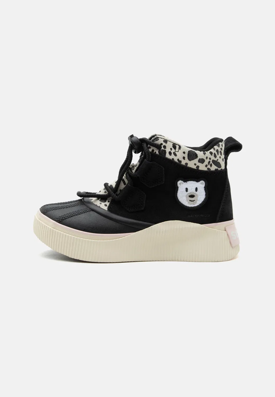Детские классические унисекс ботинки на шнуровке Little kids out n about iv classic wp Sorel, Black/Pink Salt