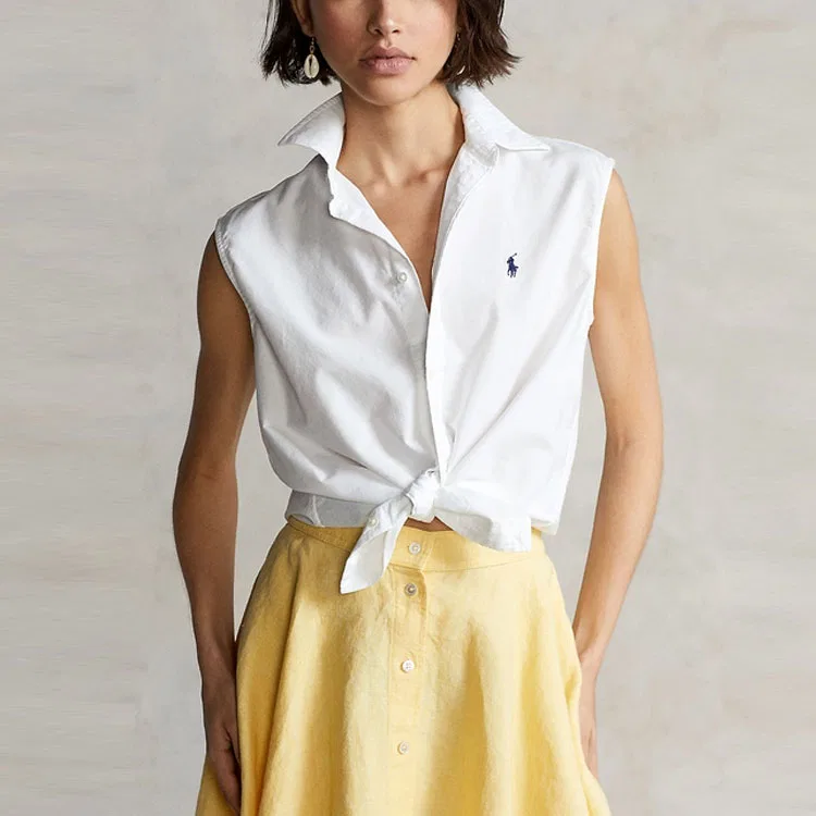 Женская рубашка свободного кроя SS22 Shirt Loose Fit, Polo Ralph Lauren, Белая — фото 4