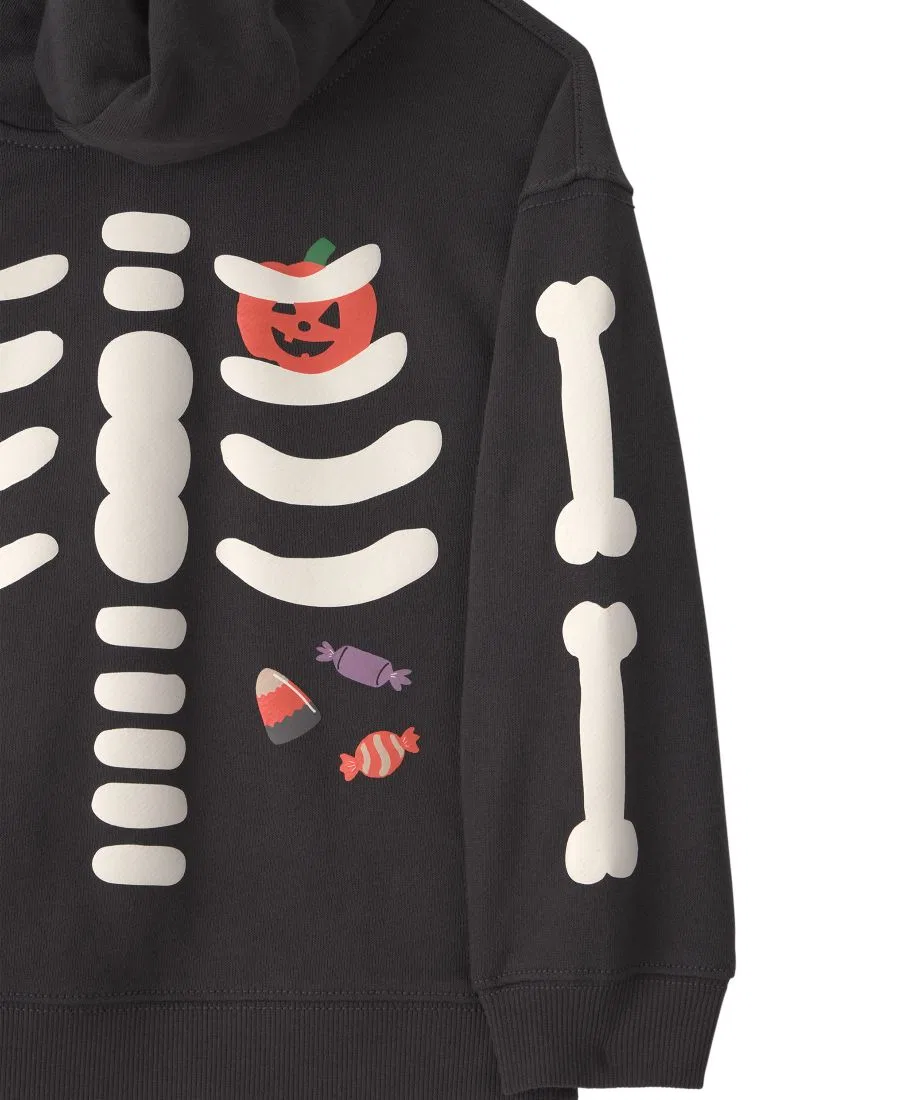 Детский худи с принтом скелета Skeleton Halloween Hoodie Carter's, Black/White — фото 2
