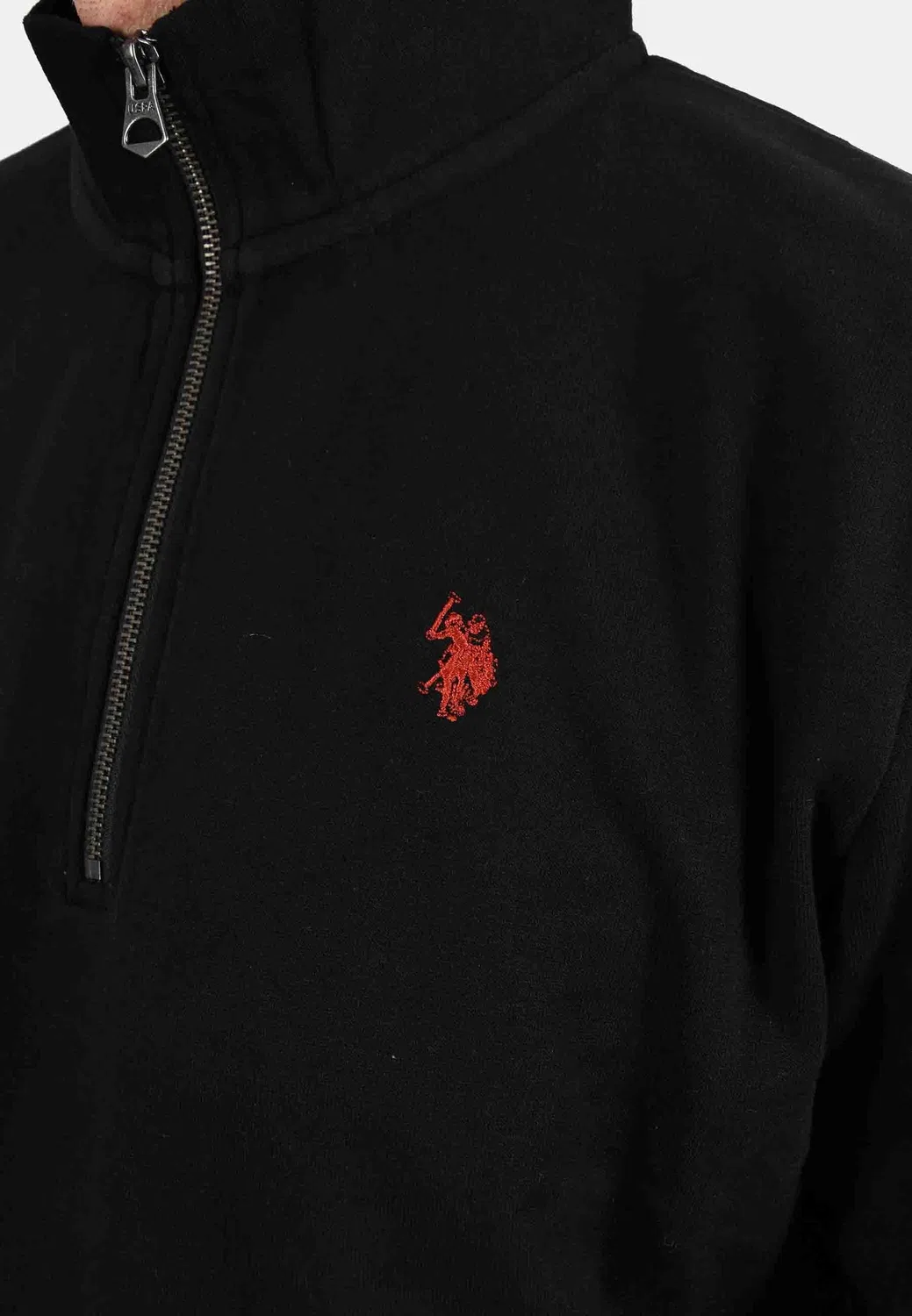Мужской свитер с полузастежкой Half Zip U.S. Polo Assn., Black — фото 4