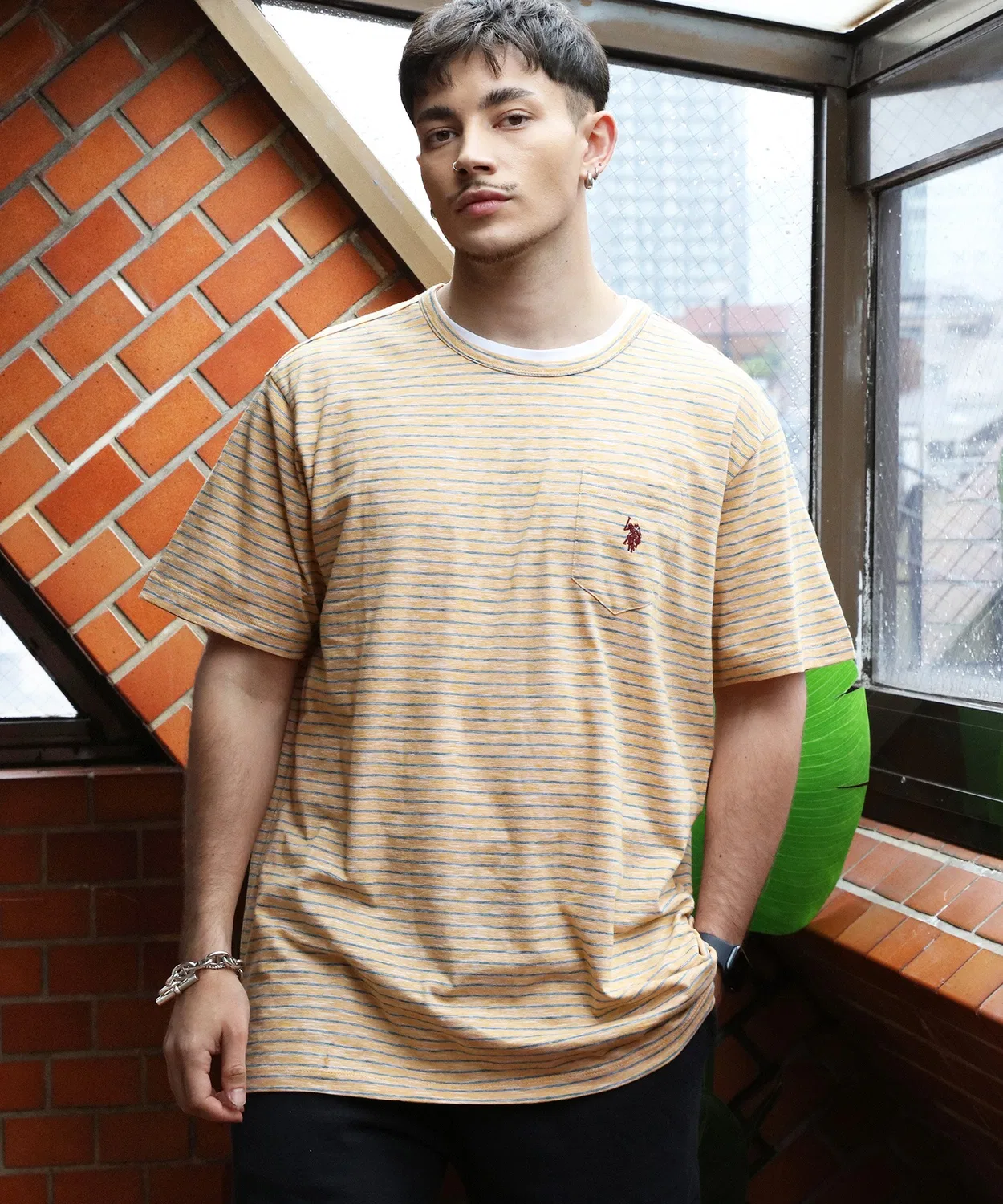 Мужская футболка с длинным рукавомU.S. POLO ASSN., Mustard