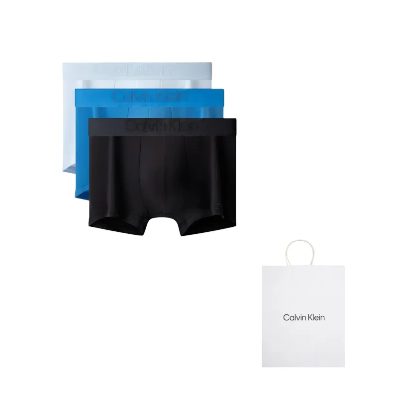 Мужской комплект боксеров с логотипом Calvin Klein, Черный/Светло-серый/Небесно-голубой