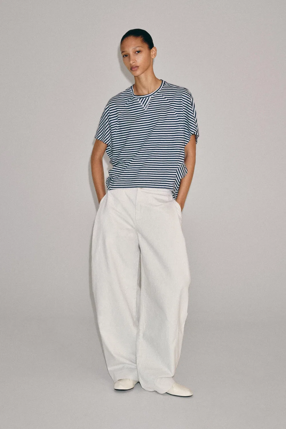 Полосатая футболка оверсайз ZARA, Blues