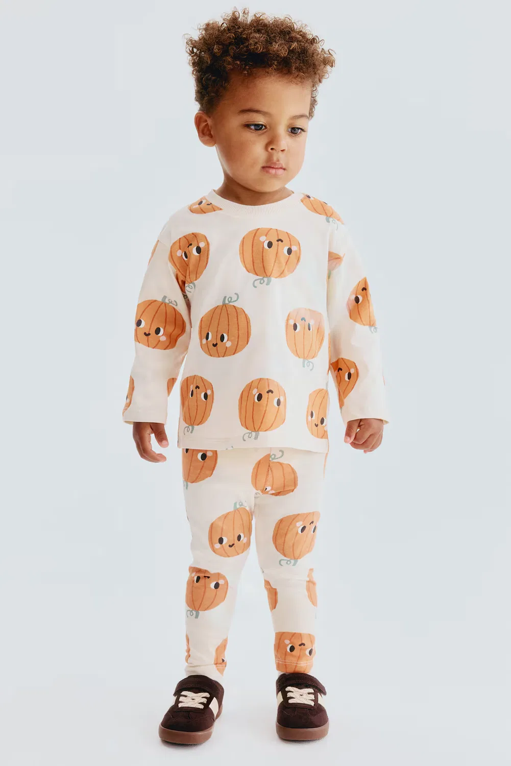 Хлопковый комплект из 2 предметов с принтом H&M, Hellbeige/Kürbisse