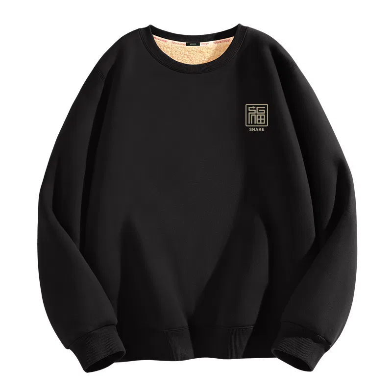 Детский свитшот с принтом [Upgraded Sherpa]Black (Ma Golden Snake Wealth Chest Logo) MINISO, Black